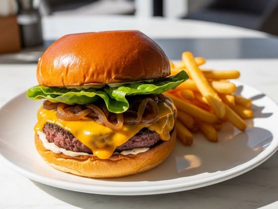Burger gourmet et frites